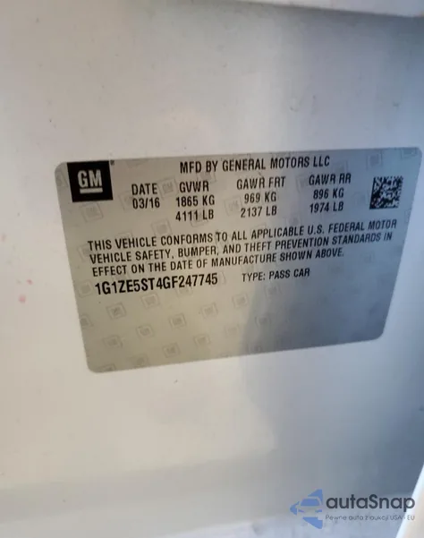 2016 Chevrolet Malibu Lt from USA, damaged, VIN 1G1ZE5ST4GF247745